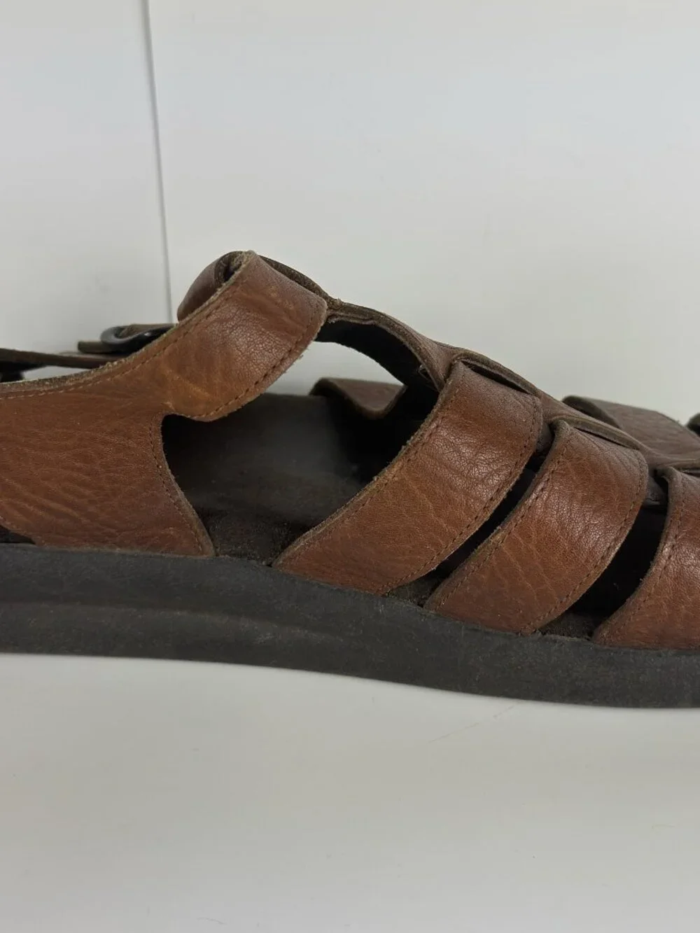 Mephisto SAM Tan Brown Leather Fisherman Sandal Men's Shoes EU 45 US 11
